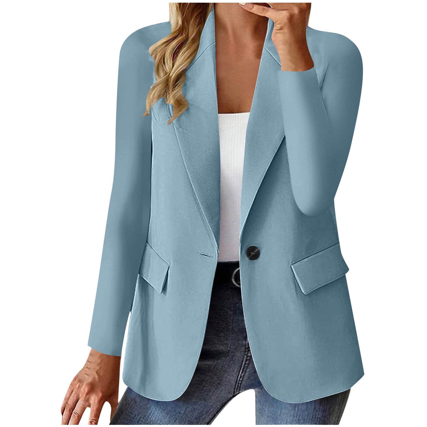 Tailored Blazer Jacket - Classic Button-Front Suit Jacket with Pockets