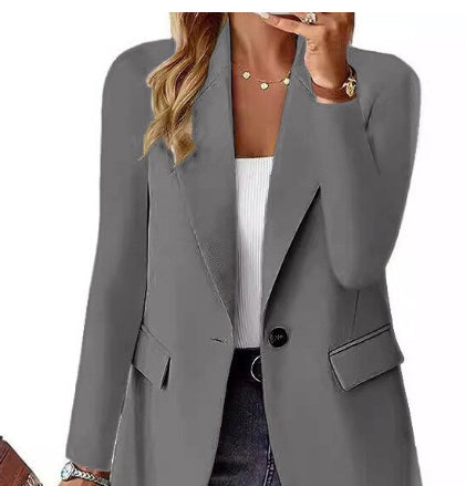 Tailored Blazer Jacket - Classic Button-Front Suit Jacket with Pockets