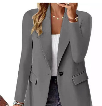Tailored Blazer Jacket - Classic Button-Front Suit Jacket with Pockets