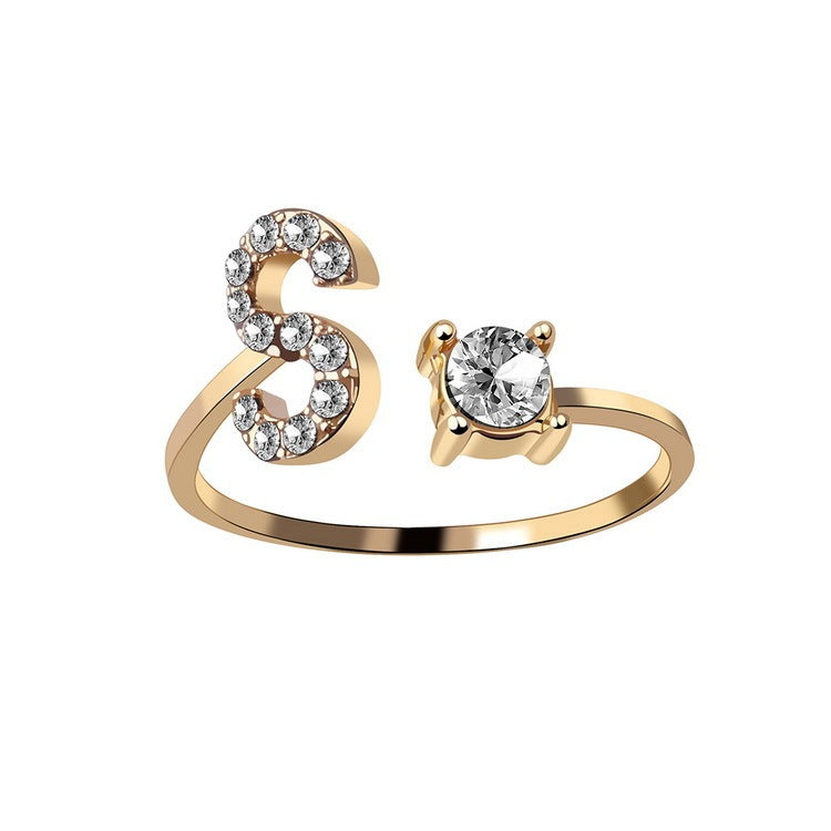 Personalized Initial Letter Ring - Adjustable CZ Alphabet Ring in Gold, Silver, or Rose Gold
