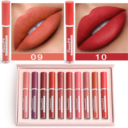 10-Piece Matte Lipstick Set - Long-Lasting Waterproof Lip Color Collection