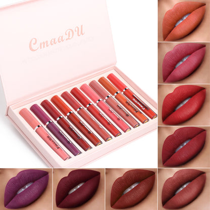 10-Piece Matte Lipstick Set - Long-Lasting Waterproof Lip Color Collection