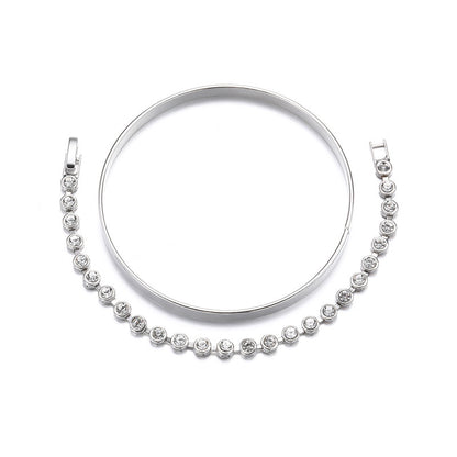 Vintage Crystal Bracelet Set - Gold Plated Statement Jewelry (2 Piece)