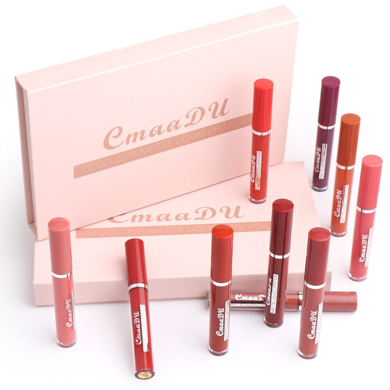 10-Piece Matte Lipstick Set - Long-Lasting Waterproof Lip Color Collection