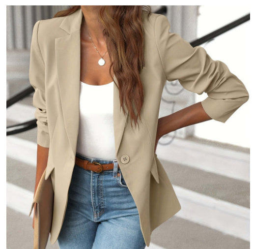 Tailored Blazer Jacket - Classic Button-Front Suit Jacket with Pockets