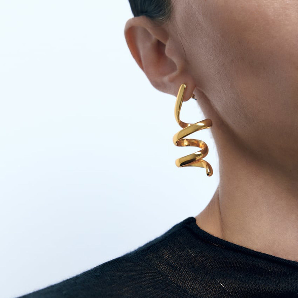 Modern Spiral Drop Earrings - Minimalist Geometric Statement Dangles