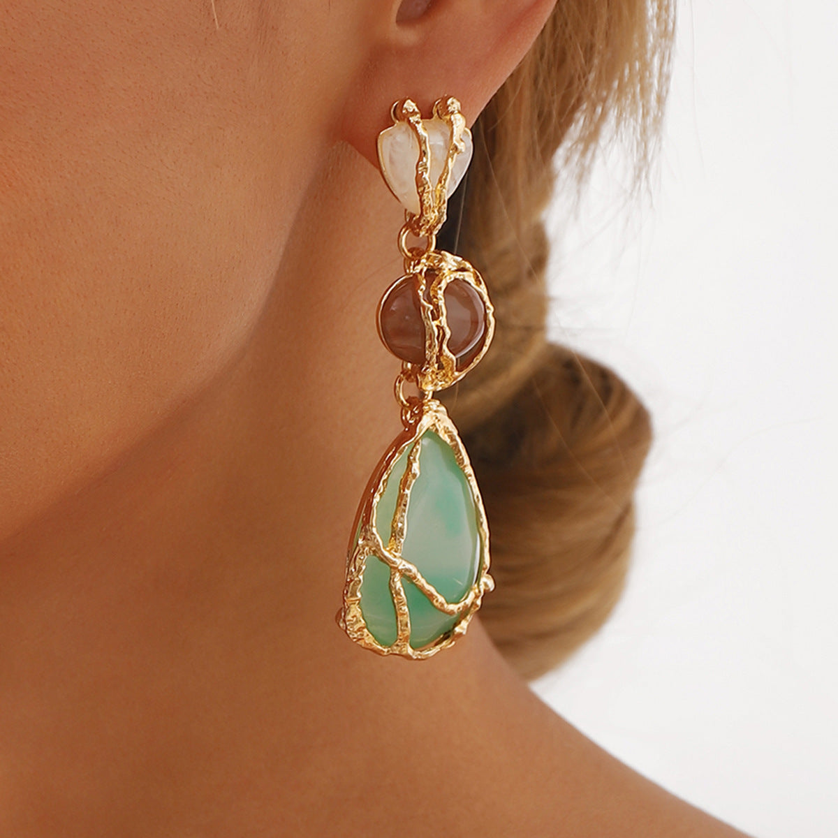 Sculptural Mesh Water-Drop Earrings