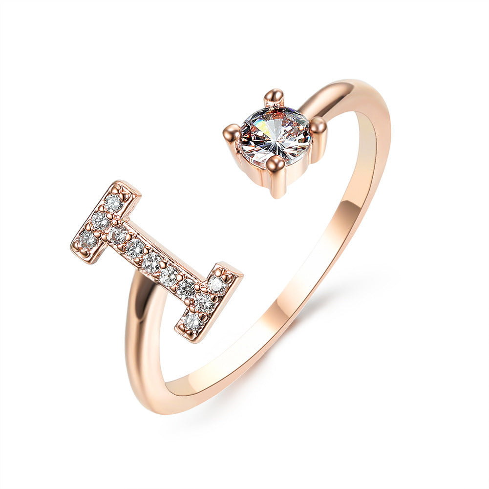 Personalized Initial Letter Ring - Adjustable CZ Alphabet Ring in Gold, Silver, or Rose Gold