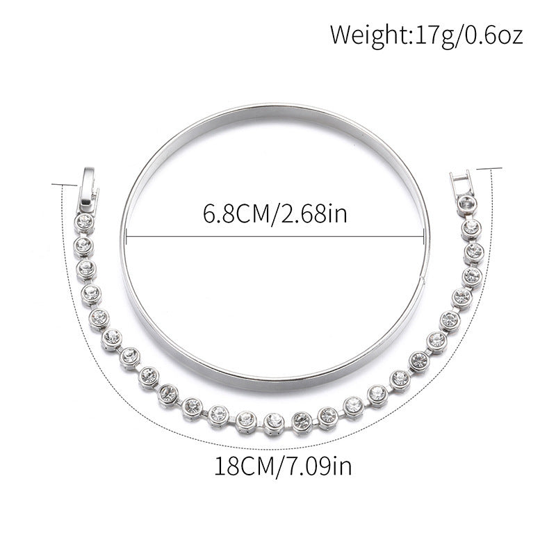 Vintage Crystal Bracelet Set - Gold Plated Statement Jewelry (2 Piece)