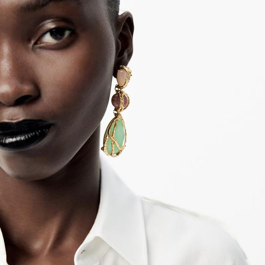 Sculptural Mesh Water-Drop Earrings