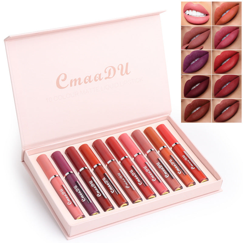 10-Piece Matte Lipstick Set - Long-Lasting Waterproof Lip Color Collection