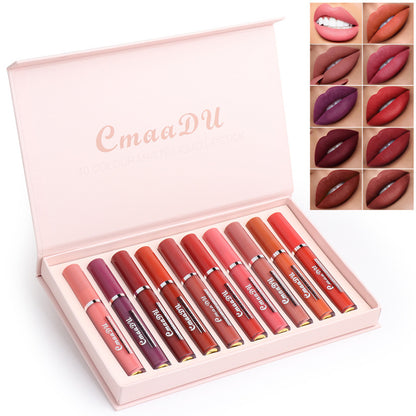 10-Piece Matte Lipstick Set - Long-Lasting Waterproof Lip Color Collection