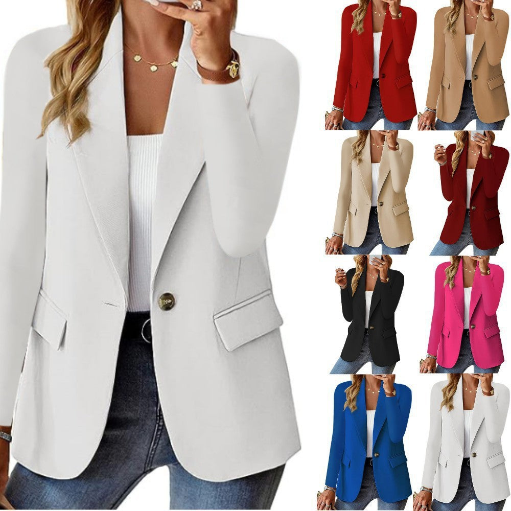 Tailored Blazer Jacket - Classic Button-Front Suit Jacket with Pockets
